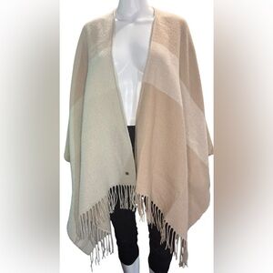 SOIA & KYO Pink Cream Ombre Luxe Fringed Wrap Poncho Cape Shawl One Size Travel